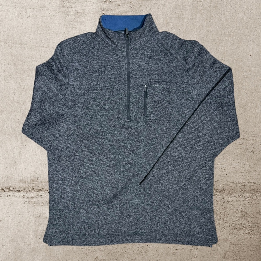 Woolrich Sweater Men's XL‎ Gray 1/4 Zip Fleece Lined Warm Outdoor Pullover